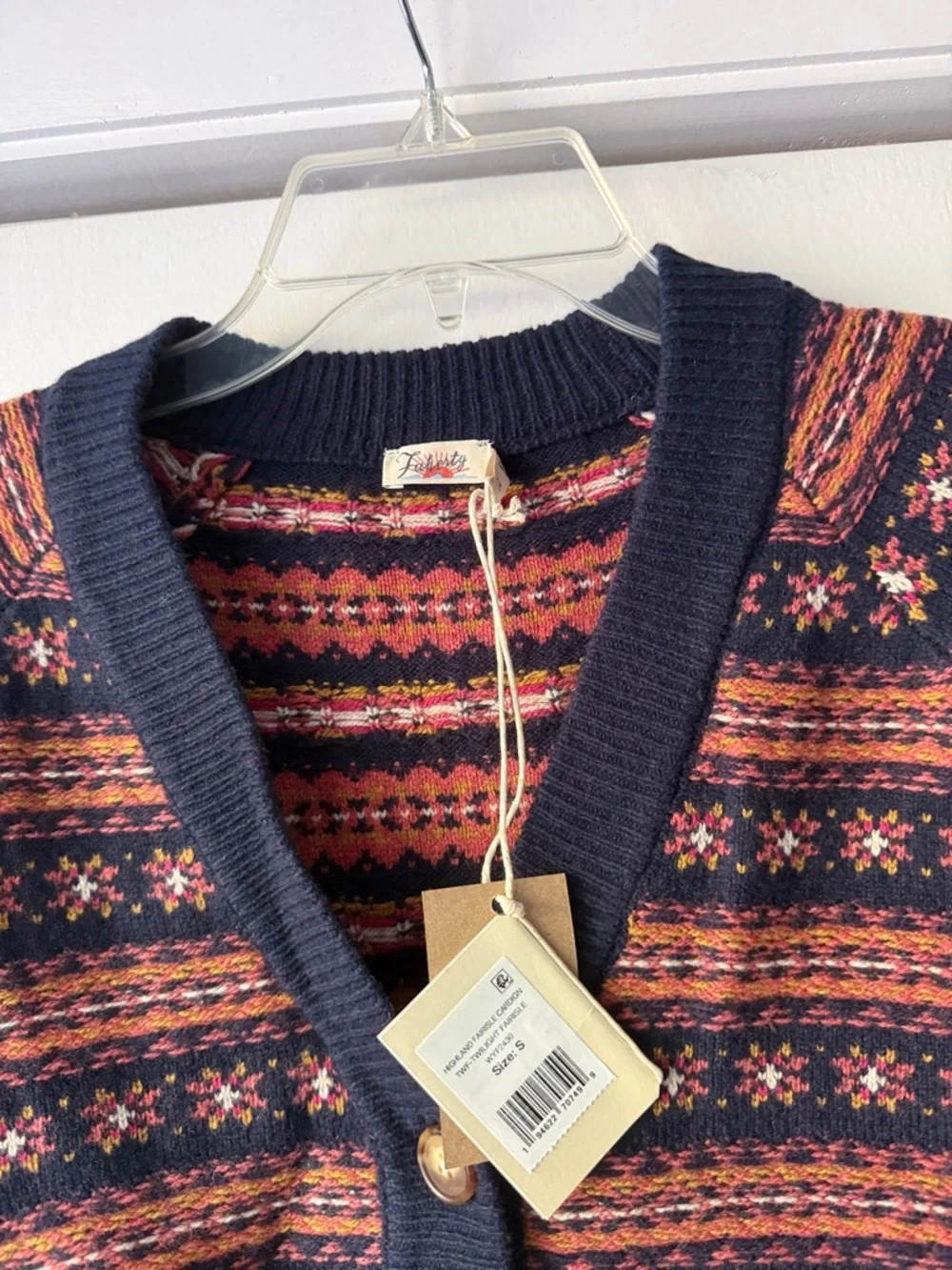 NWT $198 Faherty Highland Fair Isle Cardigan Sweater Women’s Small Wool Blend
